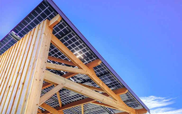 panneaux solaires support bois