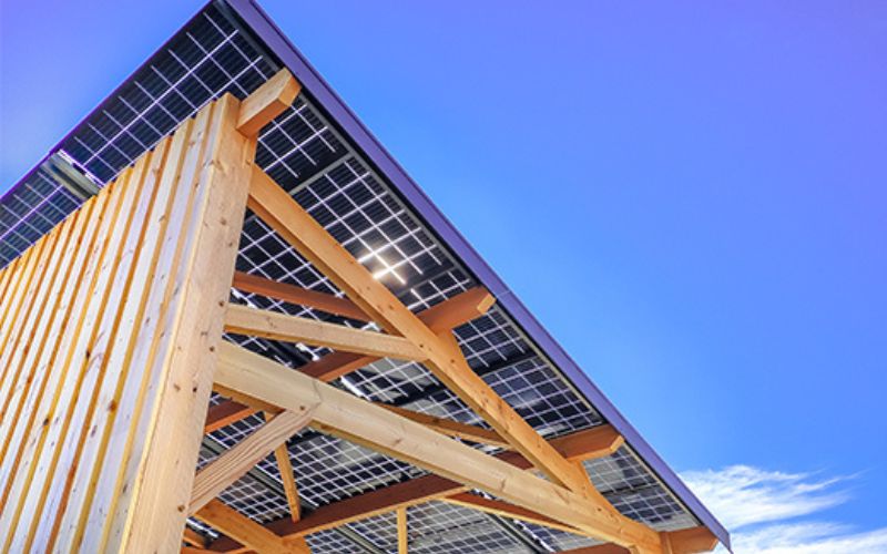 panneaux solaires support bois